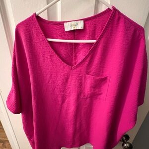 Botique Fuchsia V-Neck Women's Blouse